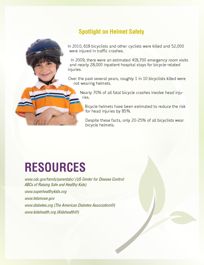 Last page of a 4 page long document, "Raising a Healthy Child" for InDesign 2013.